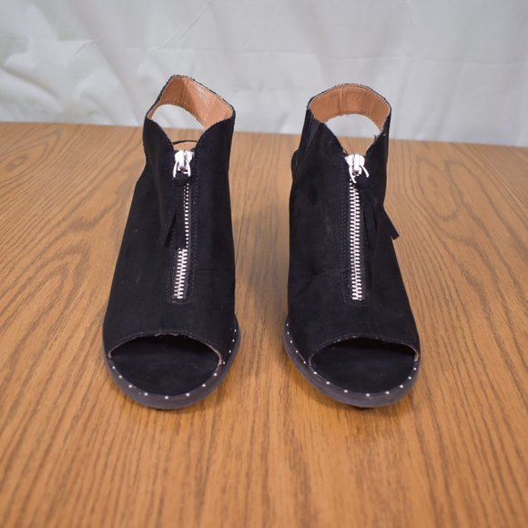 L4L Black Wedge Heels Ankle Open Toe Zipper Size 8 L4L by Lust - Picture 5 of 14